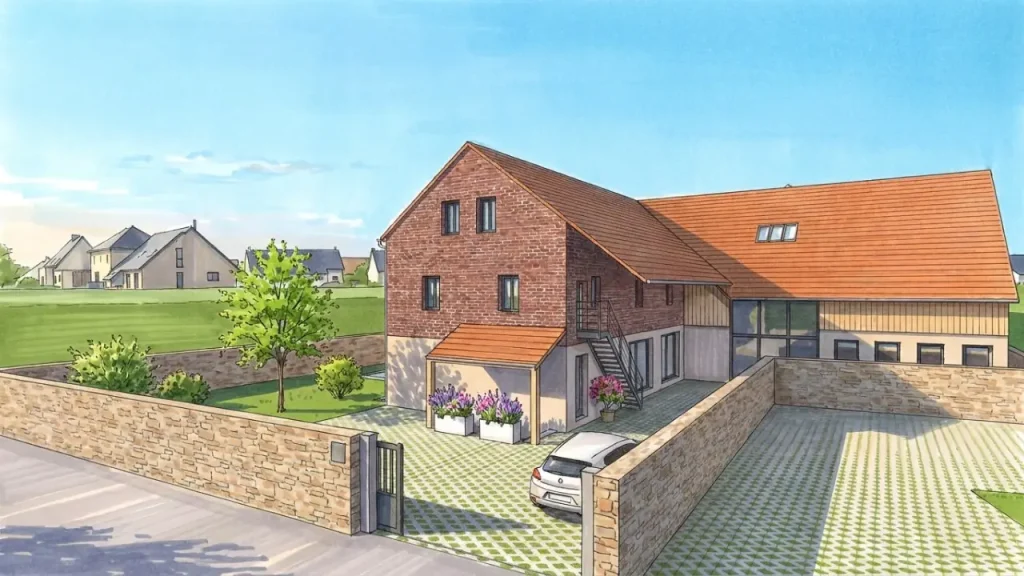 Ensemble de granges et corps de ferme à rénover – Weckolsheim (secteur Neuf-Brisach / Colmar)